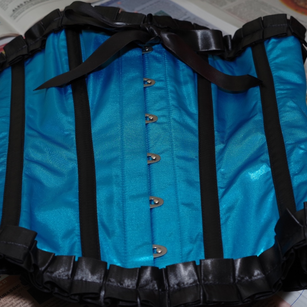 Turquoise Corset Story 32" "gentle silhouette"